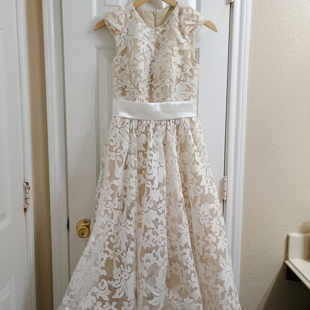 Elegant Cream and White Kids Dress
